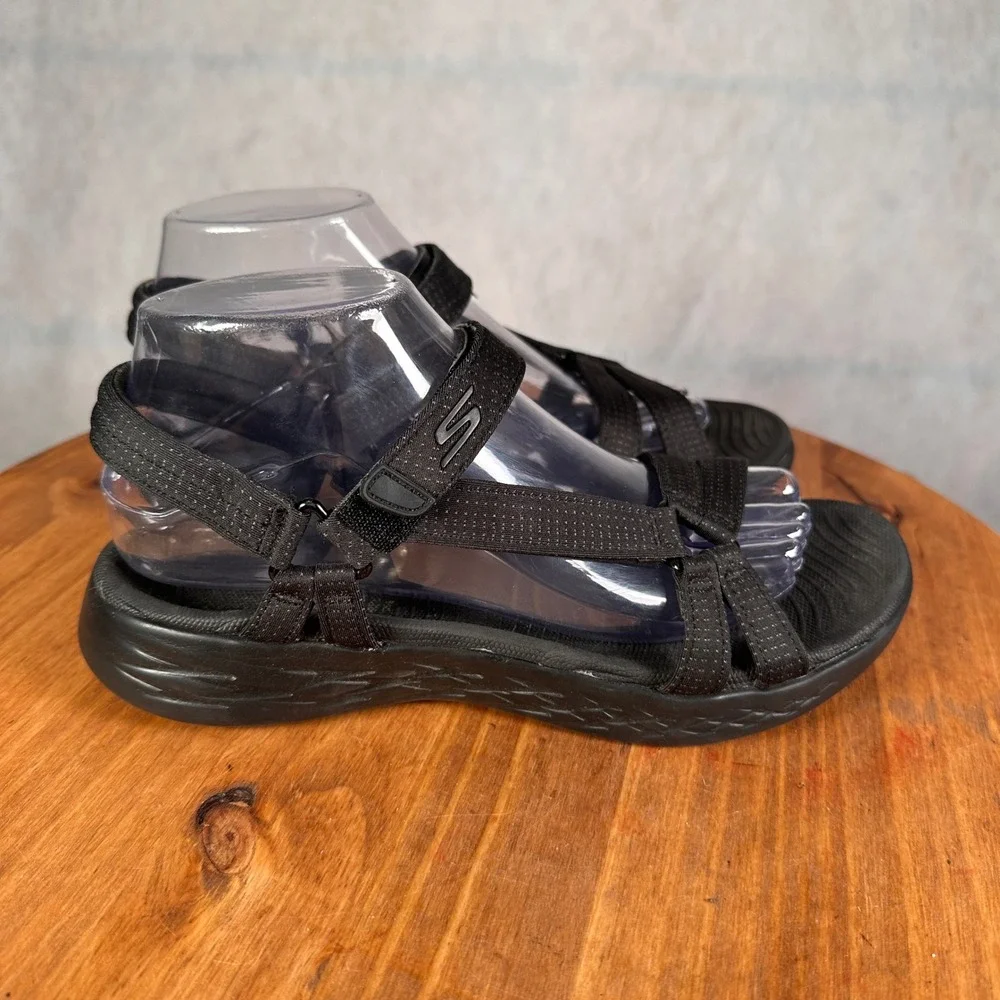 Skechers On-The-Go 600 Brilliancy Women 8 Black Good Sporty Strappy 15316